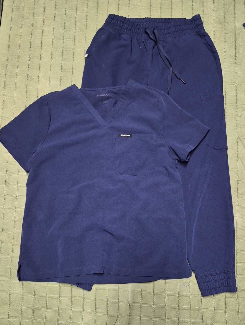 Womens Jaanuu Navy Jogger Scrub Set